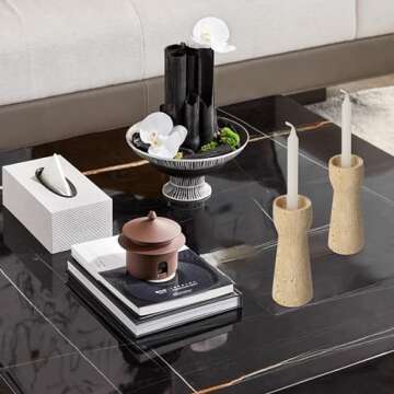 WORHE Natural Travertine Candle Holders Set for Home Decor