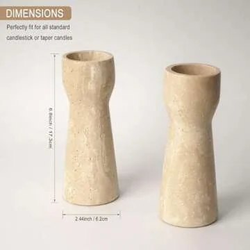 WORHE Natural Travertine Candle Holders Set for Home Decor