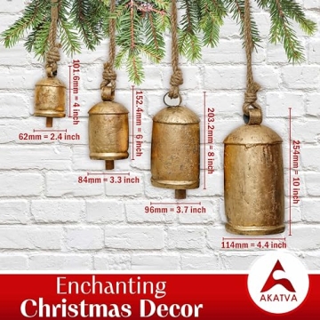 Akatva Large Christmas Bells Set – Rustic Gold Decor