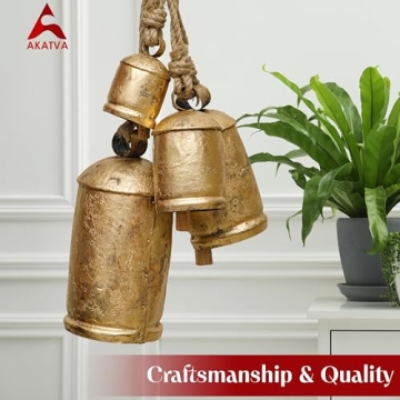 Akatva Large Christmas Bells Set – Rustic Gold Decor
