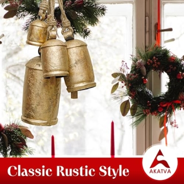 Akatva Large Christmas Bells Set – Rustic Gold Decor