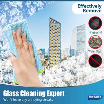 Glass Cleaning Cloth Lint Free Window Mirror Polishing Streak Free Microfiber Kitchen Rags Esay Clean Miracle Cloths Reusable & Washable, 12'' x 16'', Pack of 8