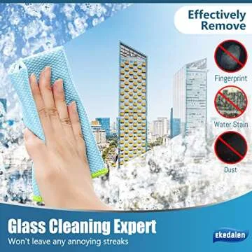 Glass Cleaning Cloth Lint Free Window Mirror Polishing Streak Free Microfiber Kitchen Rags Esay Clean Miracle Cloths Reusable & Washable, 12'' x 16'', Pack of 8