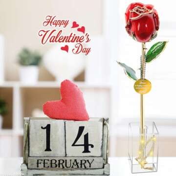 24k Gold Rose Valentines Day Gifts for Her Women,Real Rose Dipped 24K Gold,Best Gifts for Valentines...