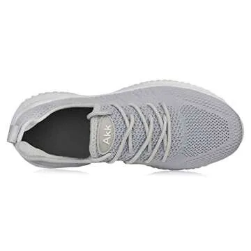 Akk Women's Walking Tennis Shoes - Slip On Memory Foam Casual Sneakers for Gym Travel Work Grey Size 7.5