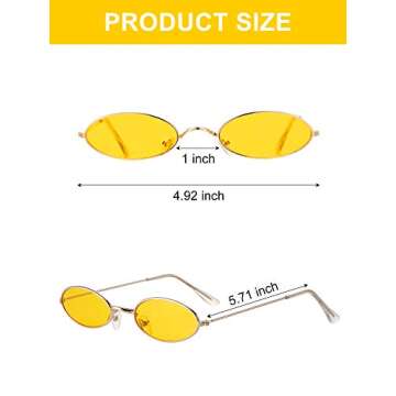 18 Pairs Vintage Slender Oval Sunglasses Small Metal Frames Designer Gothic Glasses Candy Colors Ret...