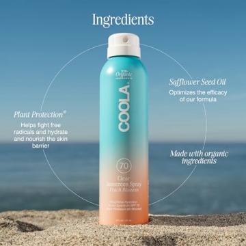 COOLA Organic SPF 70 Sunscreen Spray for Everyone - Peach Blossom