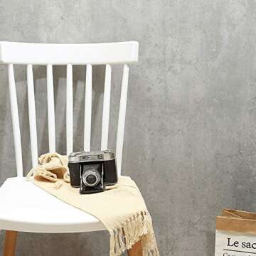 TAOGIFT 24x117 Inches 3D Textured Peel and Stick Concrete Wallpaper Grey Cement Contact Paper for Wa...