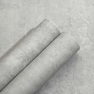 TAOGIFT 24x117 Inches 3D Textured Peel and Stick Concrete Wallpaper Grey Cement Contact Paper for Walls Kitchen Cabinets Countertop Bathroom Bedroom Furniture