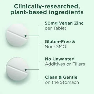 Yuve Natural Vegan Zinc Supplements 50mg, Immune Support, Fast Relief from Colds and Flu, Acne Free Skin, Healthy Hormone Levels, Non-GMO, Gluten & Sugar Free - 100 Vegetarian Tablets