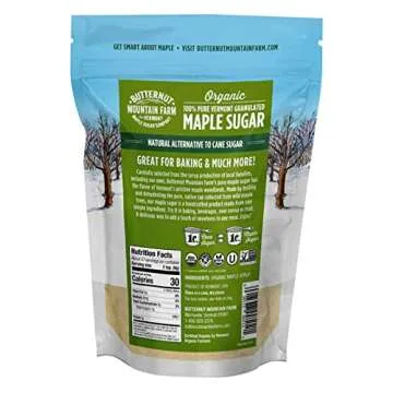 Butternut Mountain Farm 100% Pure Organic VT Maple Sugar, 1LB Bag, Reclosable Pouch