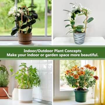 Hanaruer 20 Pack Bamboo Trellis, Natural Bamboo Plants Trellis U-Hoop, 16" Garden Trellis with Twist...