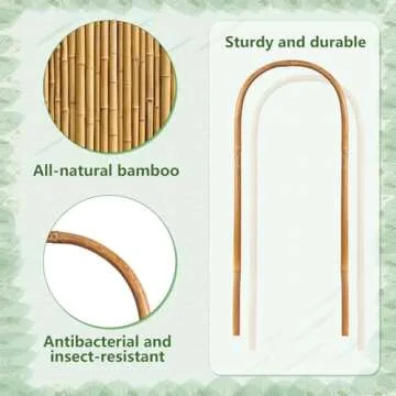 Hanaruer 20 Pack Bamboo Trellis, Natural Bamboo Plants Trellis U-Hoop, 16" Garden Trellis with Twist Ties, Bamboo Trellis U-Shape for Climbing Plant Support, Small Potted Plant Trellis for Indoor
