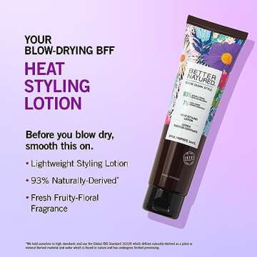 Better Natured Heat-Styling Blow Dry Lotion for Anti-Frizz Hair Treatment - contains Coconut, Tahitian Palm, and White Orchid, 5.1 Fl Oz