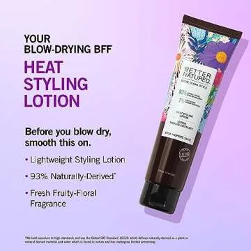 Better Natured Heat-Styling Blow Dry Lotion for Anti-Frizz Hair Treatment - contains Coconut, Tahitian Palm, and White Orchid, 5.1 Fl Oz