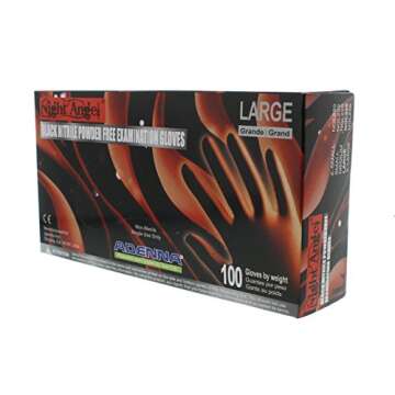 Adenna NGL226 Night Angel 4 mil Powder-Free Nitrile Exam Gloves, Medical Grade, Large, Black, Box of...
