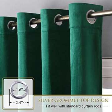 StangH Extra Long Emerald Green Velvet Curtains - Sophisticated Blackout Window Panels for Elegant S...