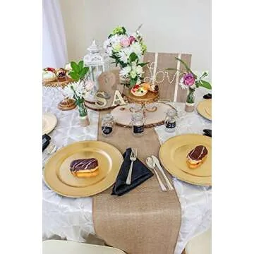 14" x 10yd NO-FRAY Burlap Roll ~ 3 - 5 Table Runners ~ Natural Long Fabric with Finished Edges. Perfect for Weddings, Placemats, Crafts. Decorate Without The Mess!