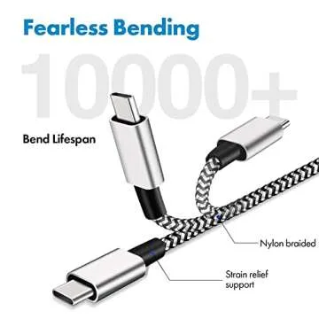 Deegotech Type C Charger 10 ft, USB C Charger Cable Fast Charging, Nylon Braided Long USB C Cable, Type C Charger Cord Fit for Galaxy S10 S9 S8 Plus, Note9 8 A60 A50, Moto G and Other USB C Devices