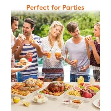 Lifewit Serving Tray Plastic for Party, 15" x 10" Platters for Serving Food, White Food Tray for Snacks, Food, Cookies (15" x 10" (10pcs))