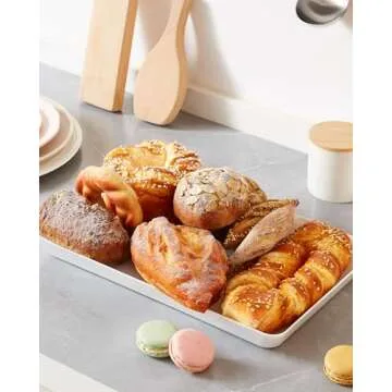 Lifewit Serving Tray Plastic for Party, 15" x 10" Platters for Serving Food, White Food Tray for Snacks, Food, Cookies (15" x 10" (10pcs))