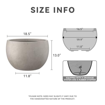 Kante 19.9" Concrete Planter for Indoor Outdoor Use