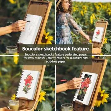 Soucolor 5.5" x 8.5" Sketchbook Pack of 2, 200 Sheets Sketch Book, Spiral Bound Sketch Pad Drawing Book Acid-Free Paper (68lb/100gsm), Painting Sketching Drawing Art Supplies for Adults Kids Teens