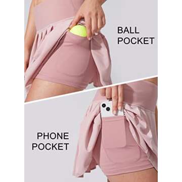 YYV Women's Pleated Tennis Skirt with 3 Pockets Golf Stretchy High Waisted Skort Skirts for Women At...
