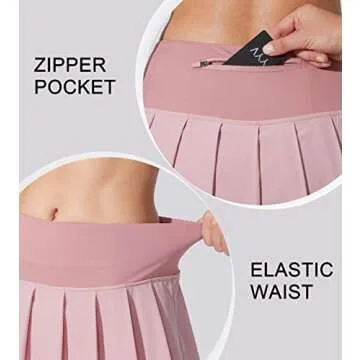 YYV Women's Pleated Tennis Skirt with 3 Pockets Golf Stretchy High Waisted Skort Skirts for Women Athletic Workout Casual（Pink X-L）
