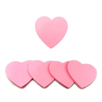 Saktopdeco 4 Pads Small Heart Sticky Notes Pink Sticky Notes Valentines Sticky Notes for Women Self-...