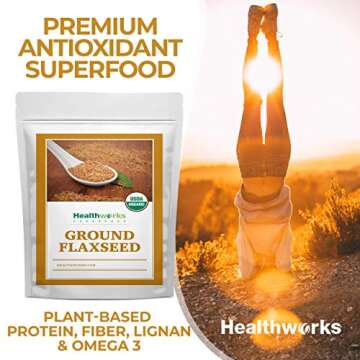 Healthworks Flax Seed Ground Powder Cold Milled Raw Organic (32 Ounces / 2 Pounds) | All-Natural | Contains Protein, Fiber, Omega 3 & Lignin/Lignan | Smoothies, Coffee, Shakes & Oatmeal