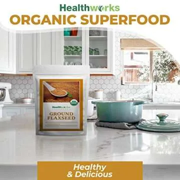 Healthworks Flax Seed Ground Powder Cold Milled Raw Organic (32 Ounces / 2 Pounds) | All-Natural | Contains Protein, Fiber, Omega 3 & Lignin/Lignan | Smoothies, Coffee, Shakes & Oatmeal