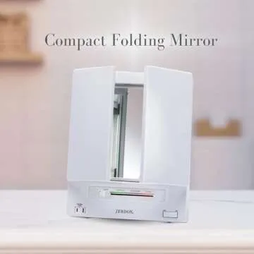 JERDON Tri-Fold Two-Sided Makeup Mirror with Lights - Vanity Mirror with 5X-1X Magnification & Multiple Light Settings - White - Model JGL9W