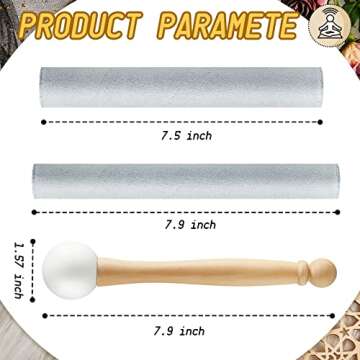 3 Pieces Crystal Singing Bowl Mallet Set, Include Thick Suede Striker Solid and Hollow Sound Bowl Stick, Crystal Singing Bowl Rubber Mallet with Wood Handle for Playing Bowl