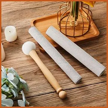 3 Pieces Crystal Singing Bowl Mallet Set, Include Thick Suede Striker Solid and Hollow Sound Bowl Stick, Crystal Singing Bowl Rubber Mallet with Wood Handle for Playing Bowl