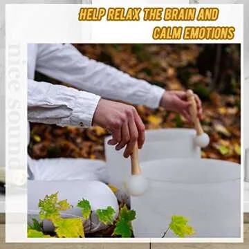 3 Pieces Crystal Singing Bowl Mallet Set, Include Thick Suede Striker Solid and Hollow Sound Bowl Stick, Crystal Singing Bowl Rubber Mallet with Wood Handle for Playing Bowl