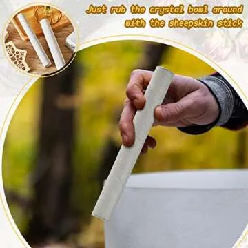 3 Pieces Crystal Singing Bowl Mallet Set, Include Thick Suede Striker Solid and Hollow Sound Bowl Stick, Crystal Singing Bowl Rubber Mallet with Wood Handle for Playing Bowl