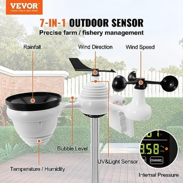 VEVOR 7-in-1 WiFi Weather Station with 7.5" Display