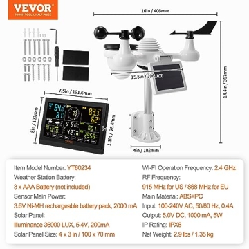 VEVOR 7-in-1 WiFi Weather Station with 7.5" Display