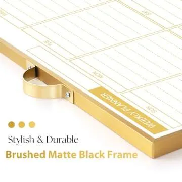 ARCOBIS Weekly Dry Erase Board for Wall, 12" x 16" Small Magnetic White Board Calendar Dry Erase, Double-Sided Whiteboard Planner for to Do List, Planning, Memo, School, Home, Office, Kitchen, Gold