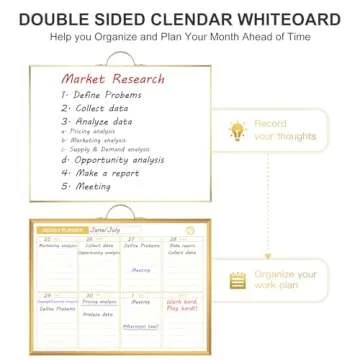 ARCOBIS Weekly Dry Erase Board for Wall, 12" x 16" Small Magnetic White Board Calendar Dry Erase, Double-Sided Whiteboard Planner for to Do List, Planning, Memo, School, Home, Office, Kitchen, Gold