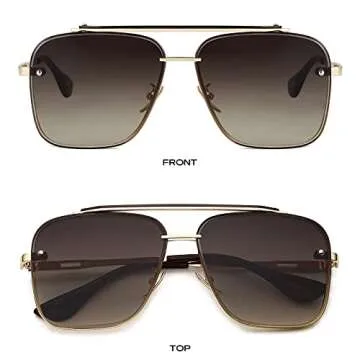 Gtand Fashion Trendy Square Aviator Gradient Sunglasses For Women Men Vintage Metal Sun Glasses
