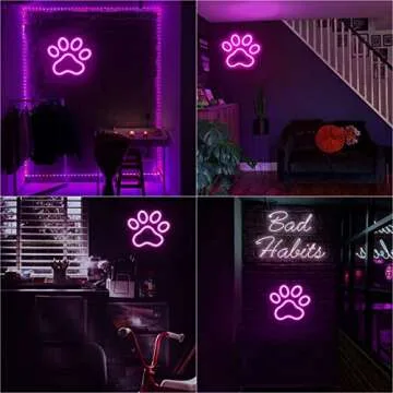 Dog Paw Print Neon Light，Dimmer Dog Led Sign,9.8 * 8.6 Inch Paw Print Neon Sign for Wall Decor,USB Powered Dog Neon Sign for Kids Bedroom Birthday Christmas Party Gifts(Pink)