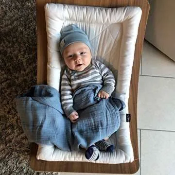 Ely's & Co. Cotton Muslin Swaddle Blanket 2-Pack for Baby Boy — 100% Cotton Muslin Extra-Large Swaddle Blankets (47” x 47”) Blue Raindrops | Solid Blue