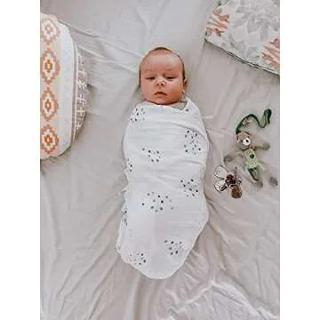 Ely's & Co. Cotton Muslin Swaddle Blanket 2-Pack for Baby Boy — 100% Cotton Muslin Extra-Large Swaddle Blankets (47” x 47”) Blue Raindrops | Solid Blue