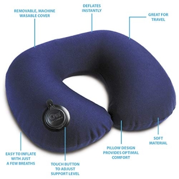 Lewis N. Clark Inflatable Travel Neck Pillow for All Ages