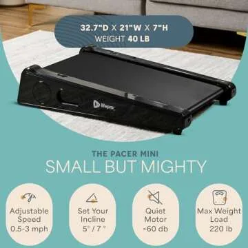 Lifepro Smallest Portable 30in Small Mini Walking Pad Treadmill Installation Free, Adjustable Incline, Under Desk Work Compact Treadmills for Home/Office - Max Load 220Lbs & Speed 3MPH