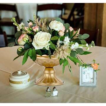 Metal Vases for Table Centerpieces, Hewory Gold Compote Pedestal Vase Floral Container Bulk, Brass M...