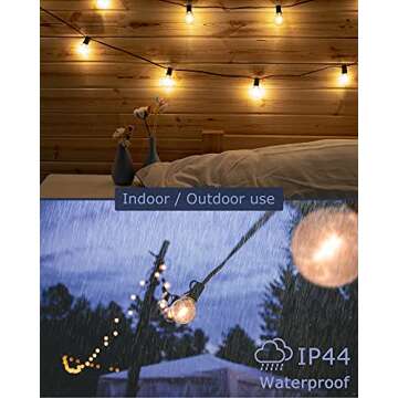 SUPERDANNY 25ft Outdoor String Lights with 160 LEDs Remote Control, Warm White Dimmable, Patio Lights IP65 Waterproof Shatterproof LED Blubs for Yard, Porch, Deck, Party&Wedding