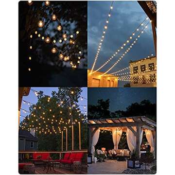 SUPERDANNY 25ft Outdoor String Lights with 160 LEDs Remote Control, Warm White Dimmable, Patio Lights IP65 Waterproof Shatterproof LED Blubs for Yard, Porch, Deck, Party&Wedding